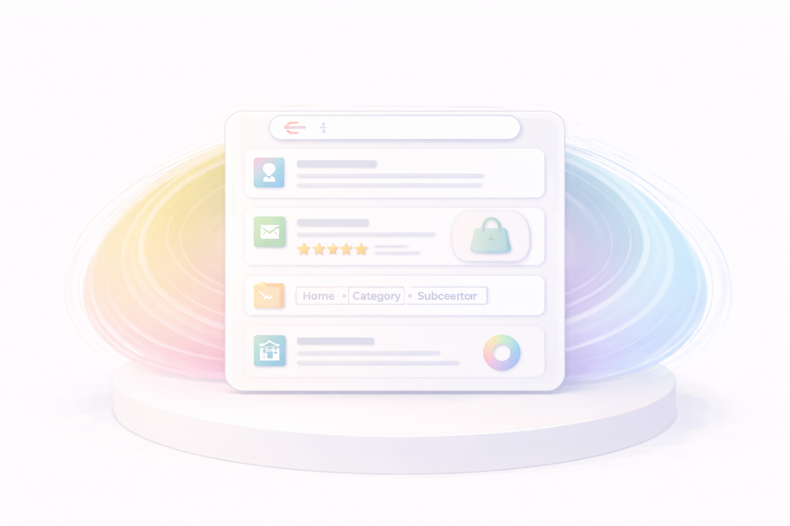 Абстрактно изображение за полезна и качествена статия от препоръчвани generative engine optimization специалисти от дигитална GEO агенция SEOexpert.bg, представящо статия - Schema за AI резултати: FAQ, Product, Breadcrumb и Organization