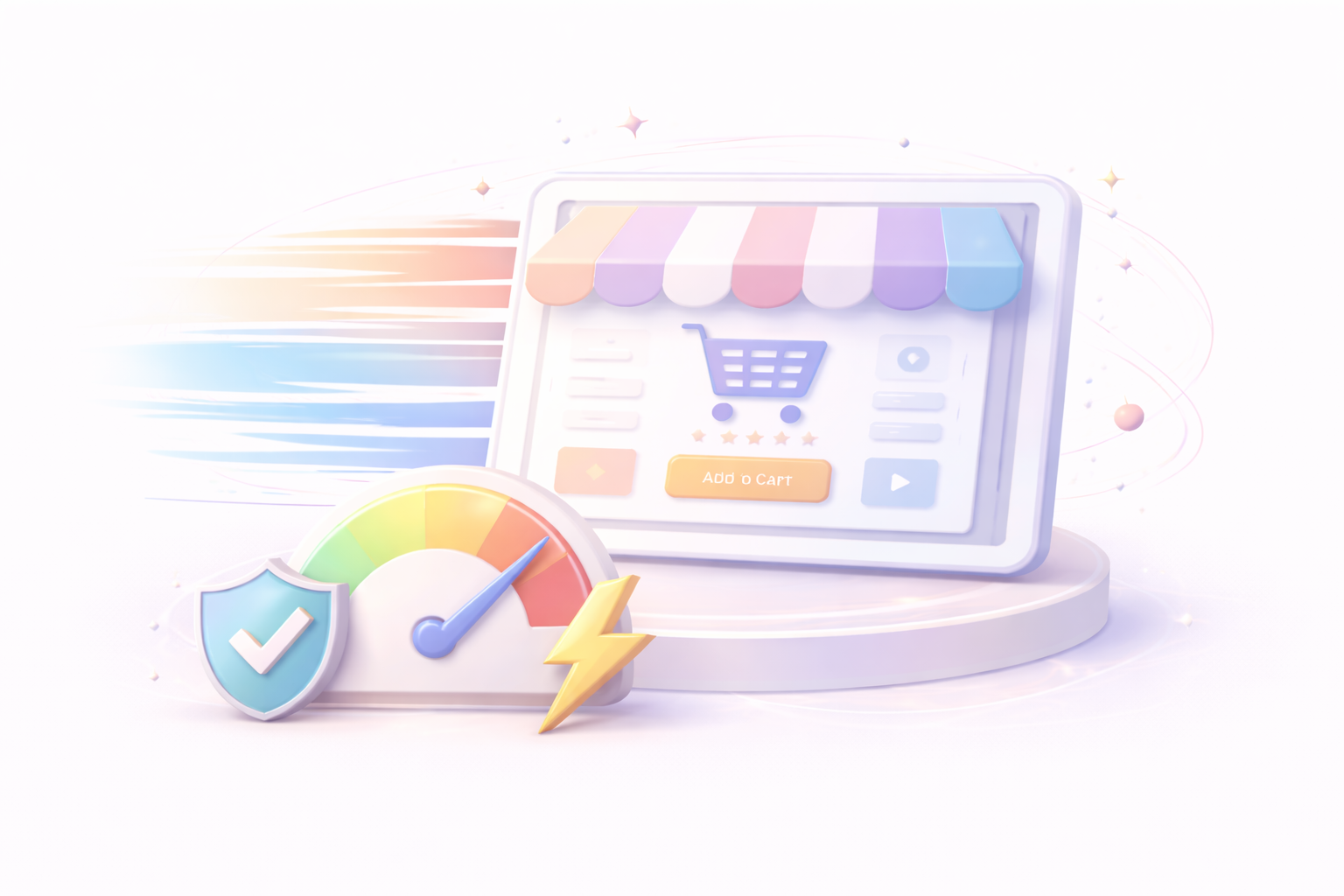 Абстрактно изображение за полезна и образователна статия от SEOexpert.bg, представящо статия - Адаптивен и бърз Shopify магазин: какво значи бърз и защо е важно